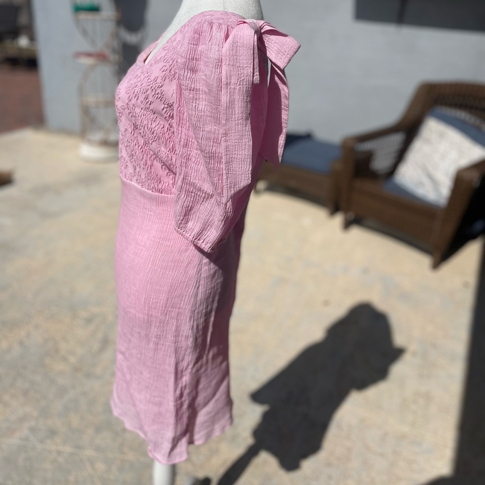 & Other Stories Pink Puff Sleeve Mini Dress Size 10 - Picture 10 of 13